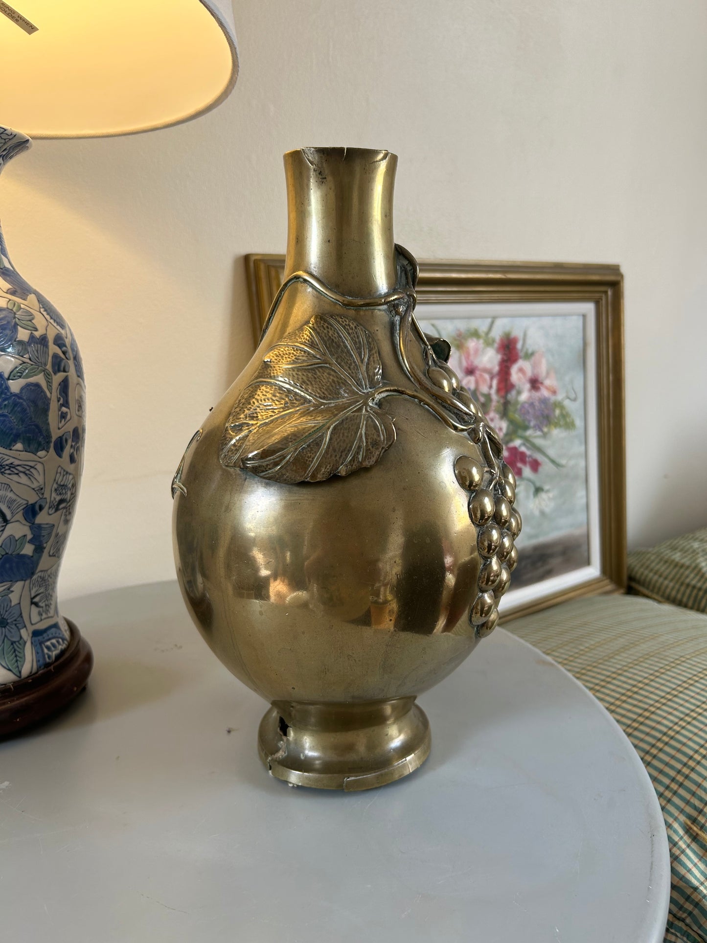 Bronze Art Nouveau Grapes Vase