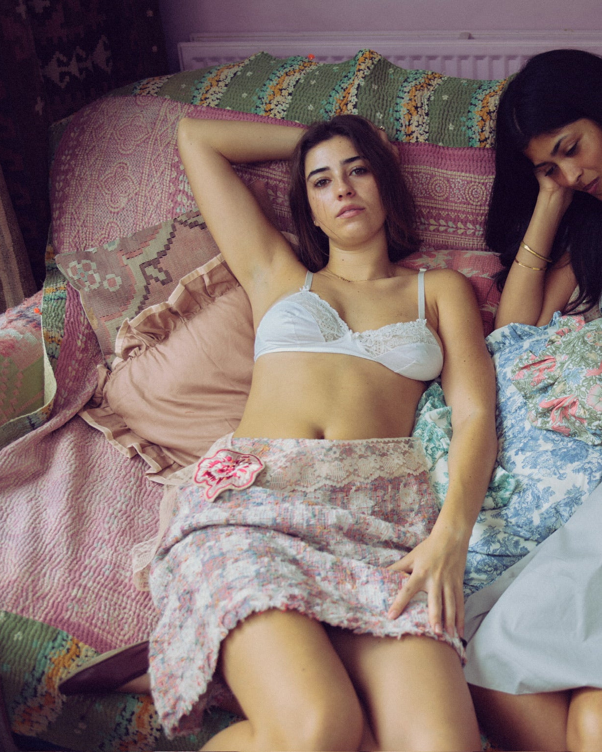 Dianthus Brooch Belt In Cream