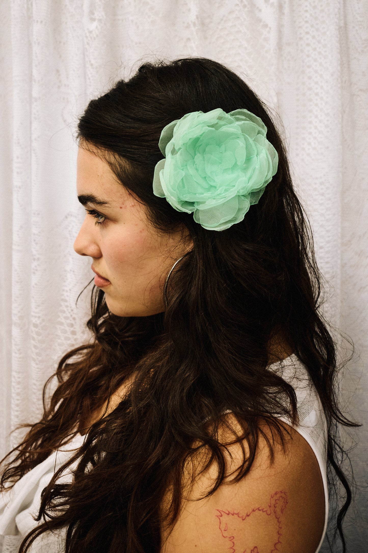 Rose Hair Clip Teal