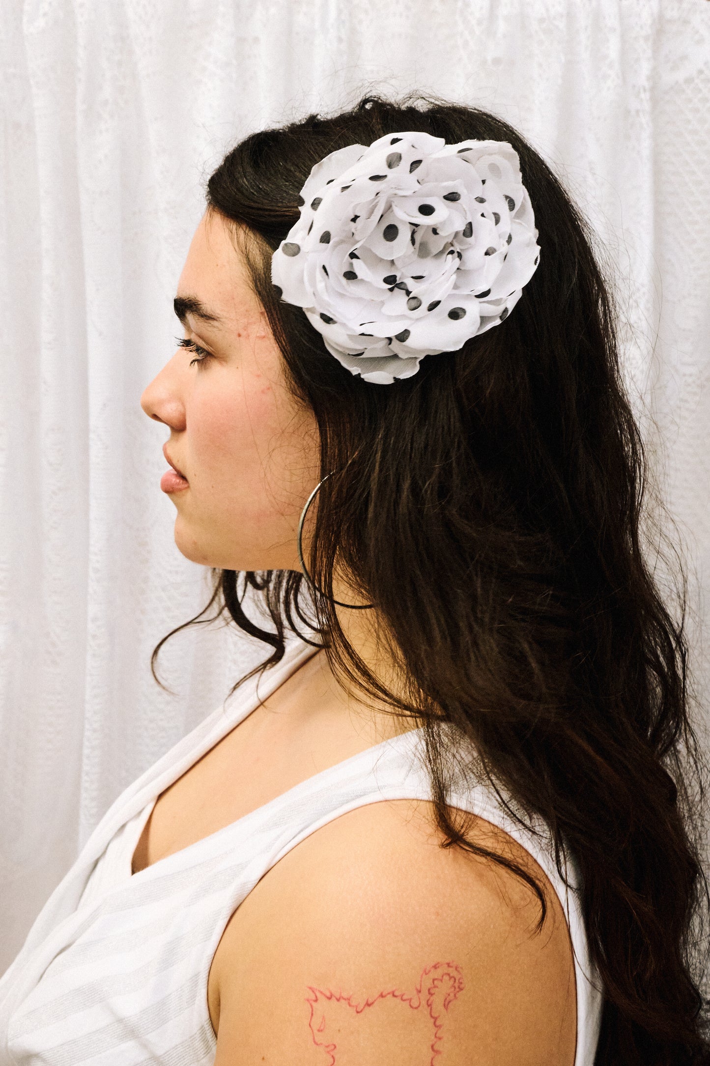 Rose Hair Clip Polka Dot
