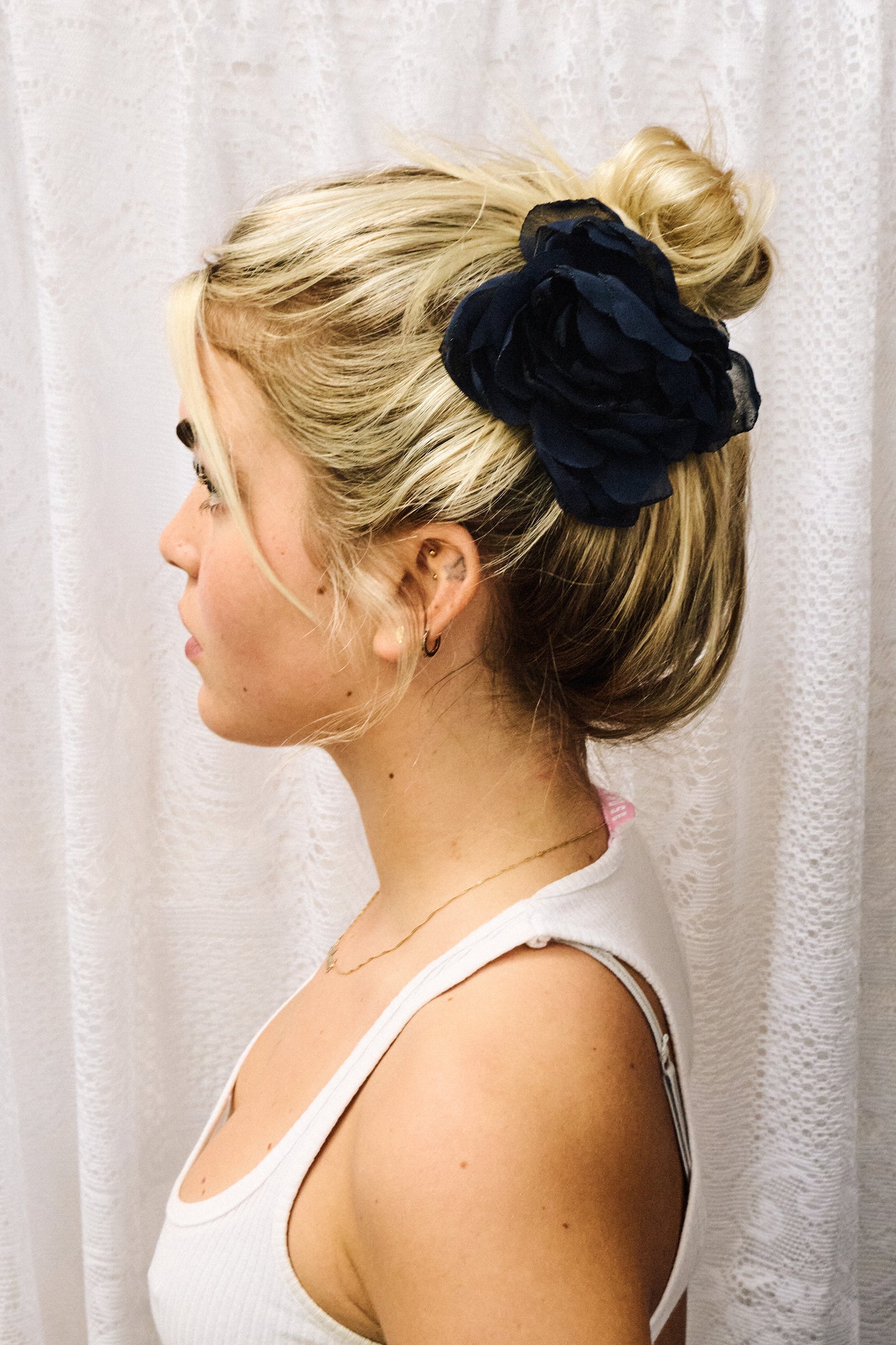Rose Hair Clip Navy