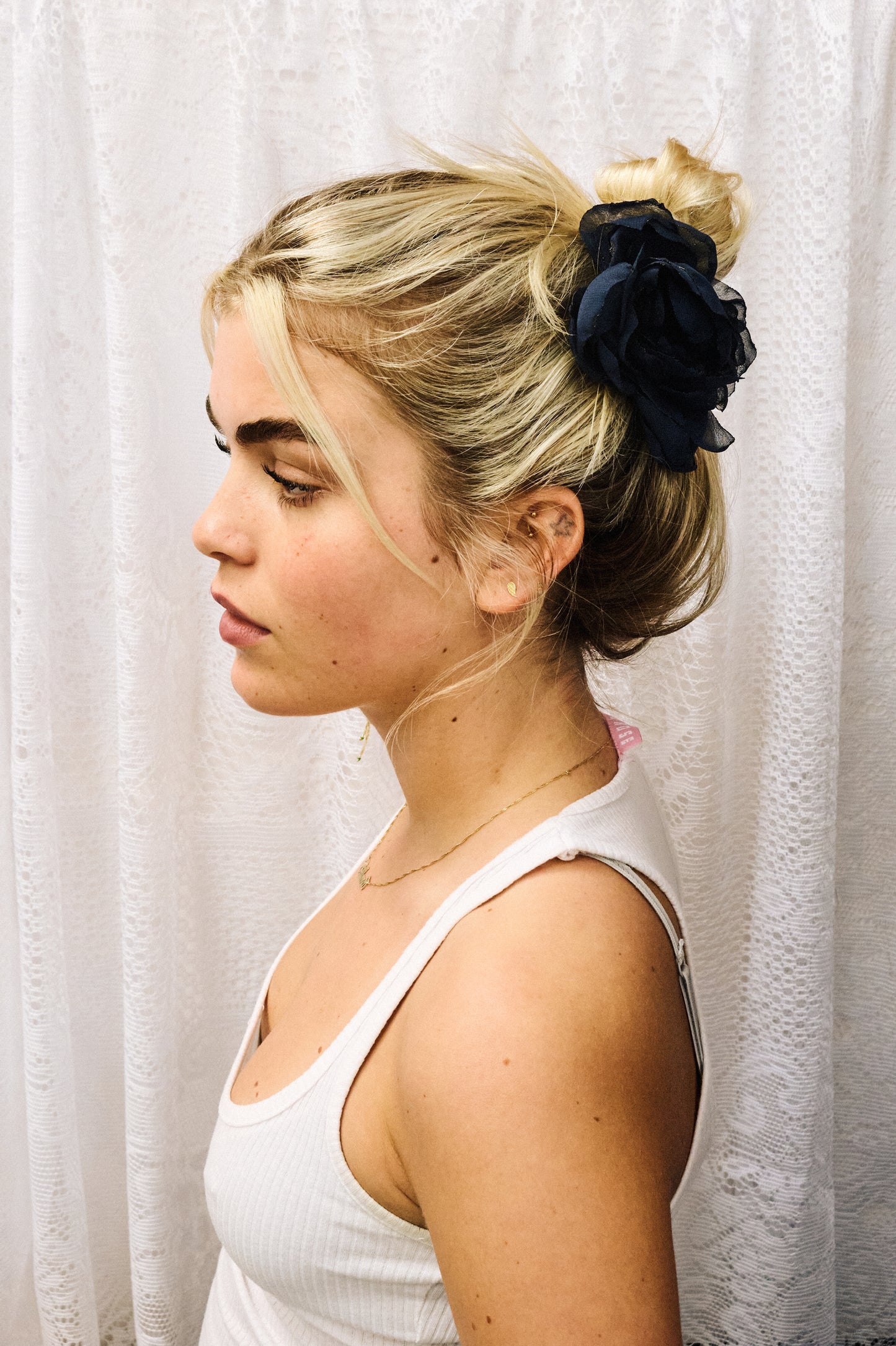 Rose Hair Clip Navy