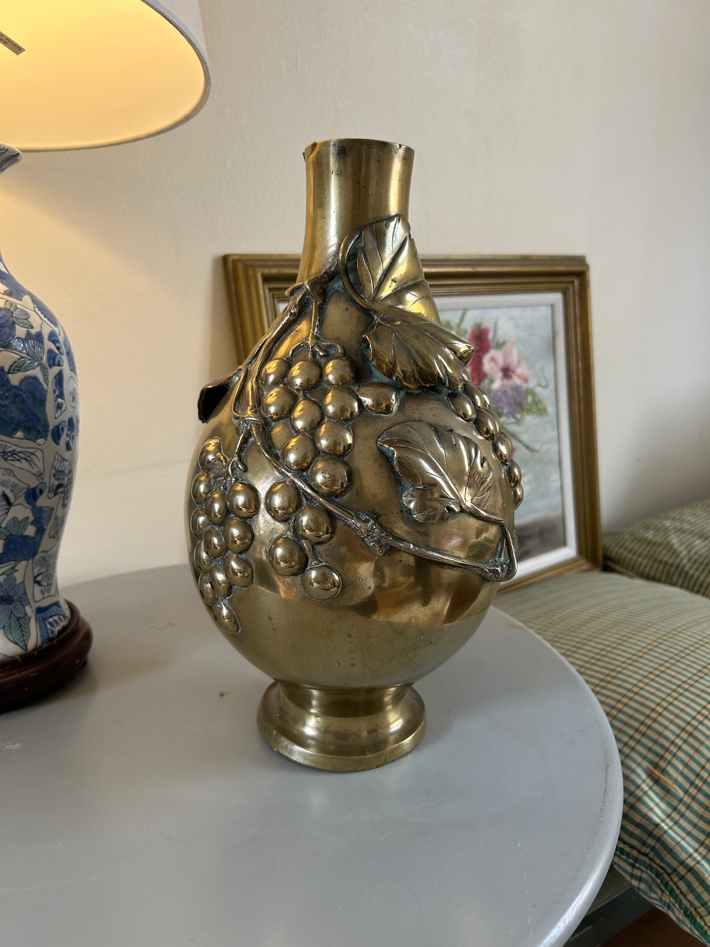 Bronze Art Nouveau Grapes Vase