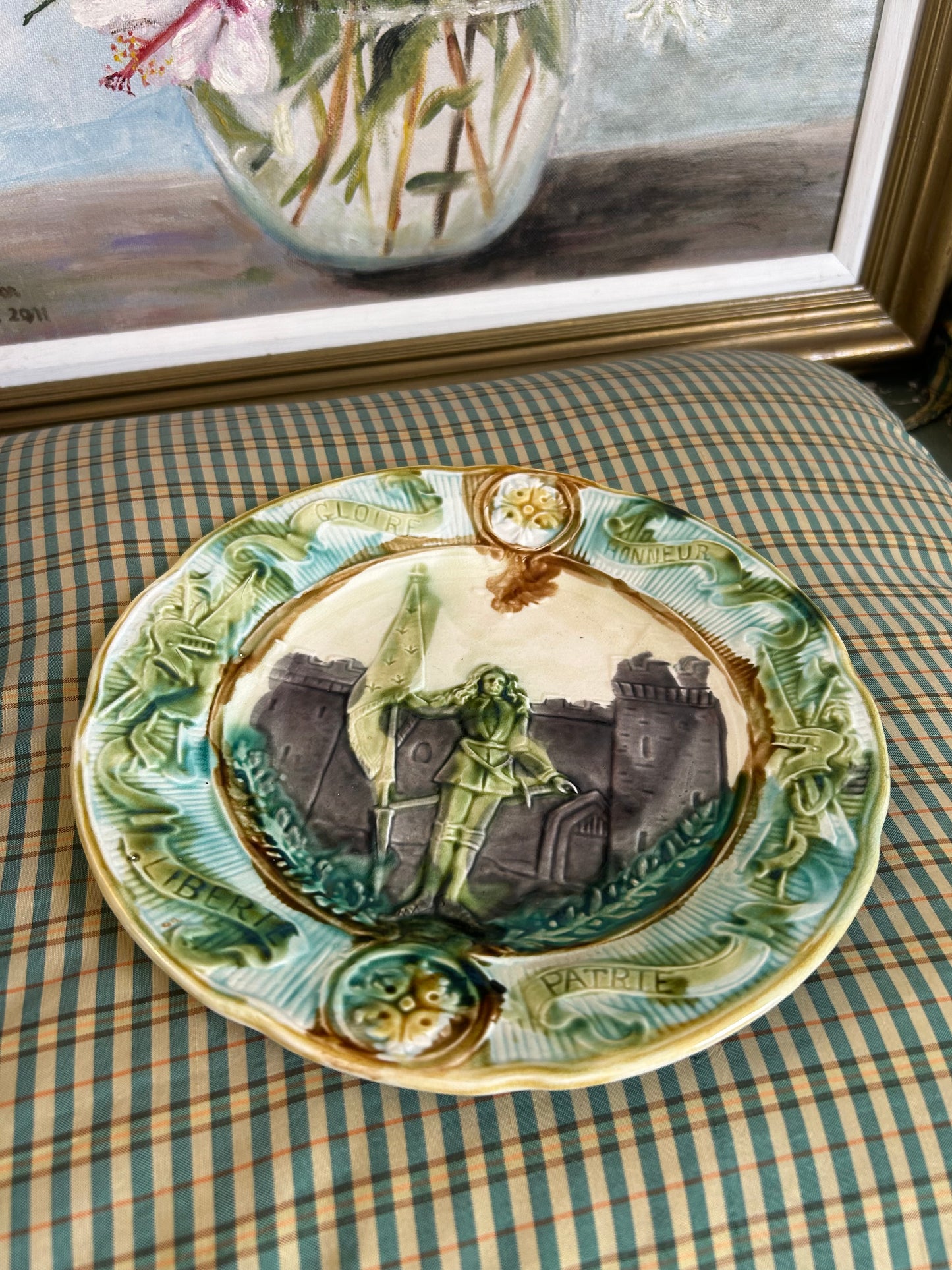 Majolica Joan of Arc Plate