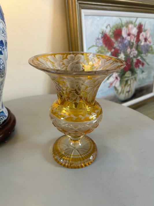 Haida Bohemian Amber Crystal Vase