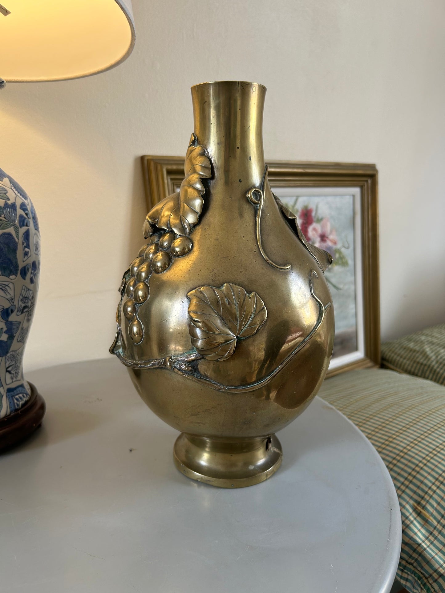 Bronze Art Nouveau Grapes Vase