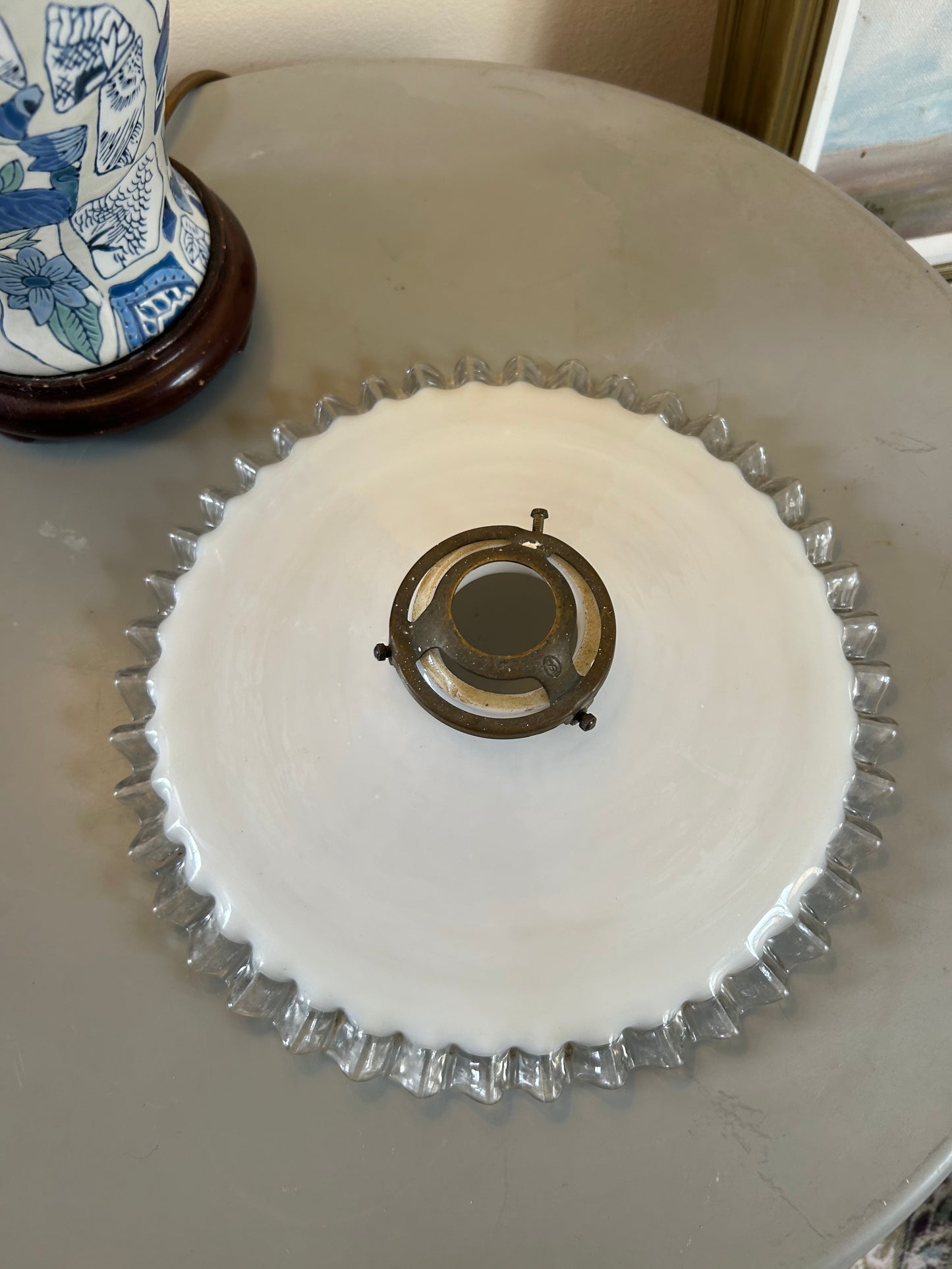 1930s Vintage French Pie Crust Light Fixture